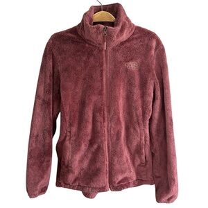 The North Face Women Plush Dusty Rose Pink Teddy Zip Up Fleece Jacket Pockets M